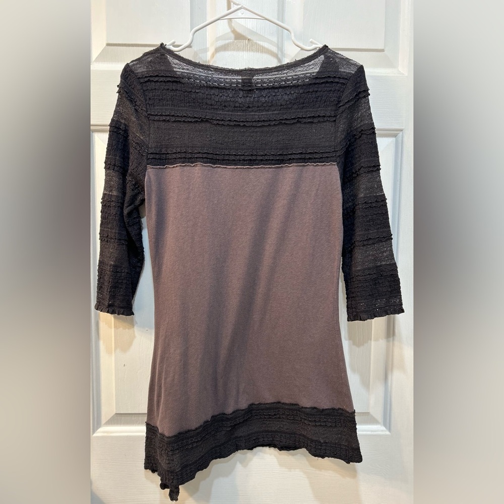 Free People Lace Sleeve Slim Fitted Top Sz Petite S Layering Grunge Skater Goth - Picture 2 of 14